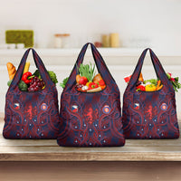 Czech Republic Football Grocery Bag Art Nouveau Patterns With National Lion