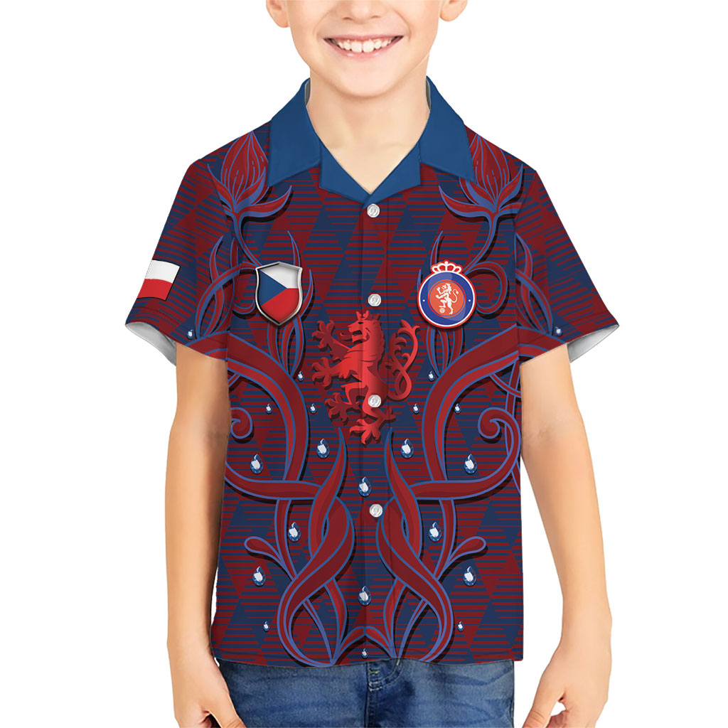 Custom Czech Republic Football Hawaiian Shirt Art Nouveau Patterns With National Lion