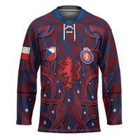 Custom Czech Republic Football Hockey Jersey Art Nouveau Patterns With National Lion
