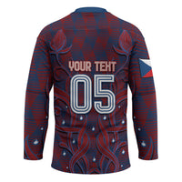 Custom Czech Republic Football Hockey Jersey Art Nouveau Patterns With National Lion