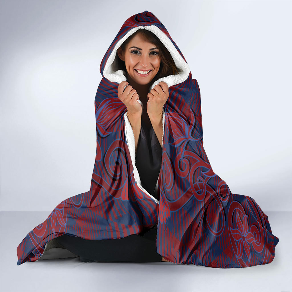 Czech Republic Football Hooded Blanket Art Nouveau Patterns With National Lion