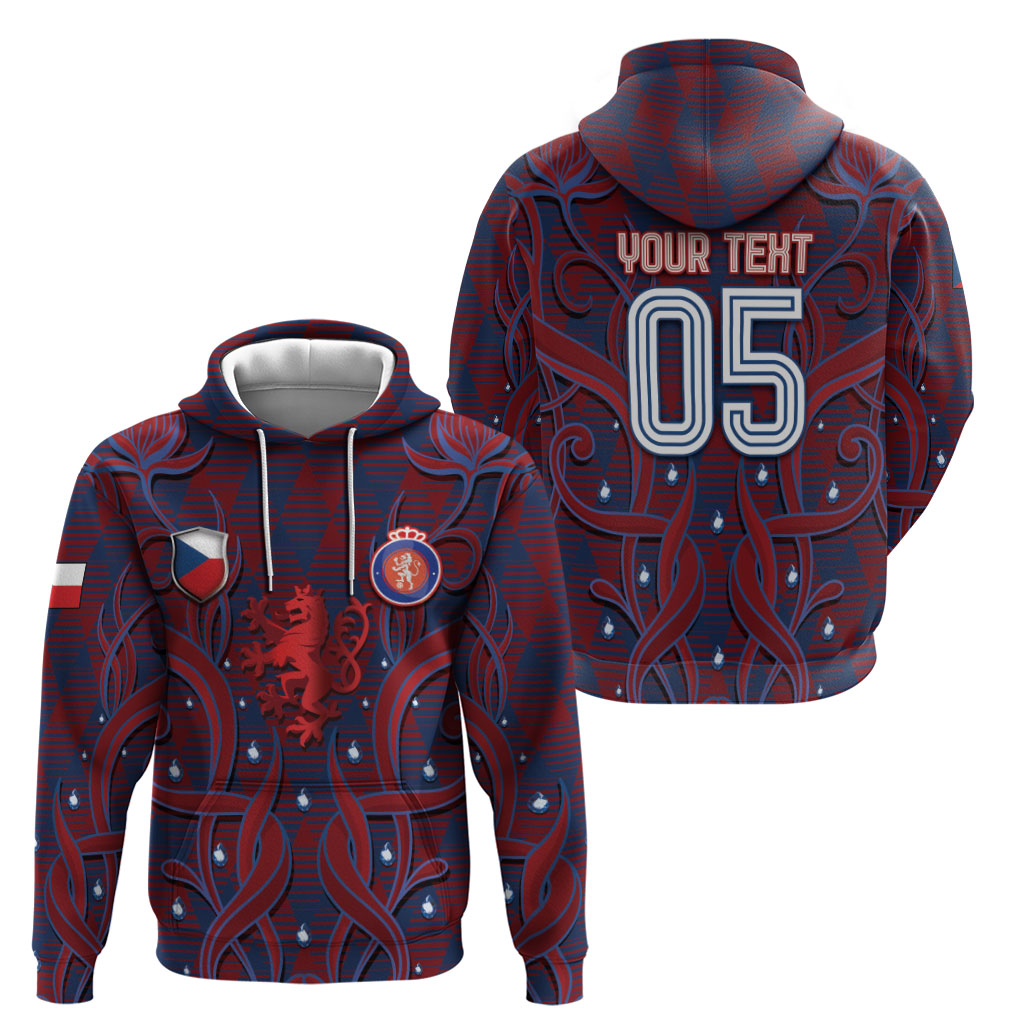 Custom Czech Republic Football Hoodie Art Nouveau Patterns With National Lion