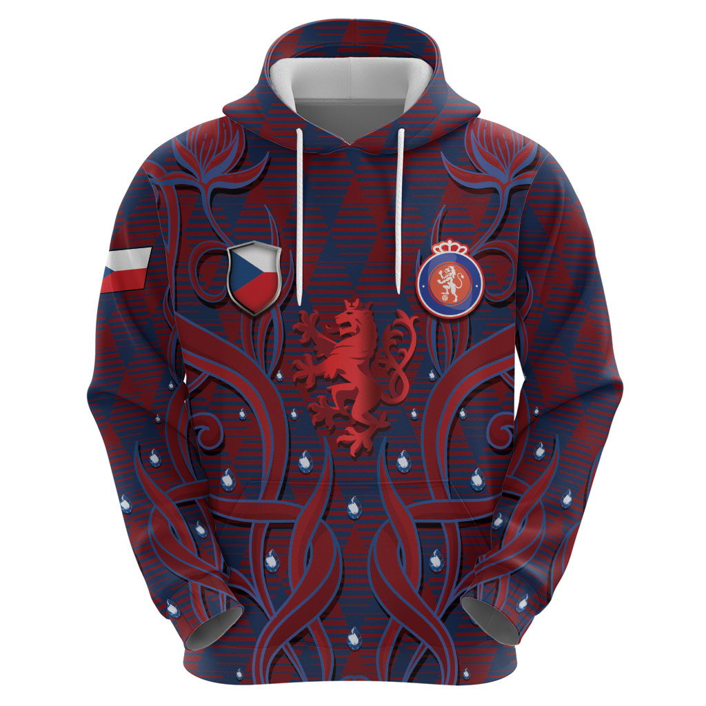 Custom Czech Republic Football Hoodie Art Nouveau Patterns With National Lion
