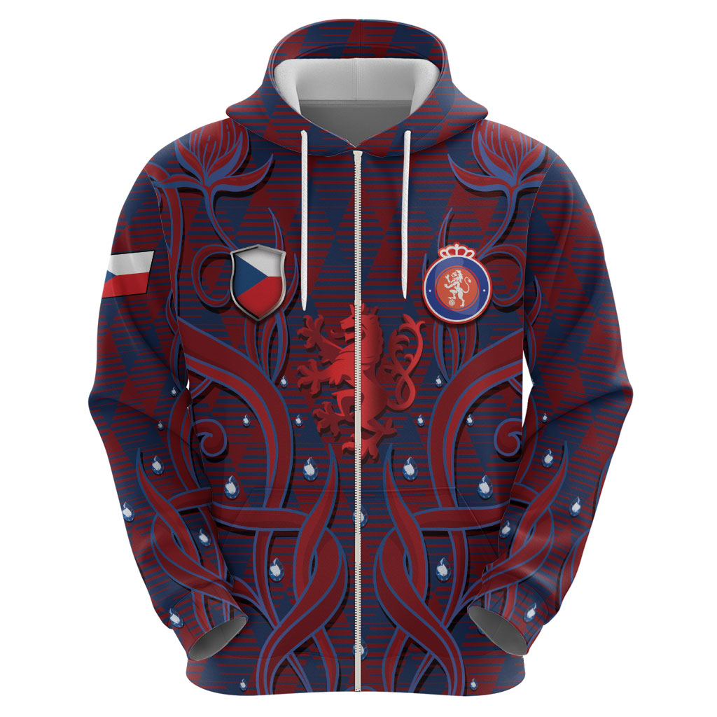 Custom Czech Republic Football Hoodie Art Nouveau Patterns With National Lion
