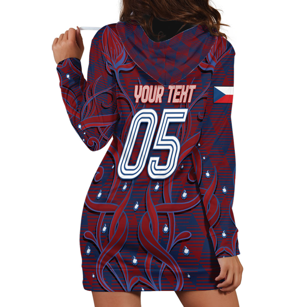 Custom Czech Republic Football Hoodie Dress Art Nouveau Patterns With National Lion