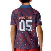 Custom Czech Republic Football Kid Polo Shirt Art Nouveau Patterns With National Lion