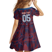 Custom Czech Republic Football Kid Short Sleeve Dress Art Nouveau Patterns With National Lion