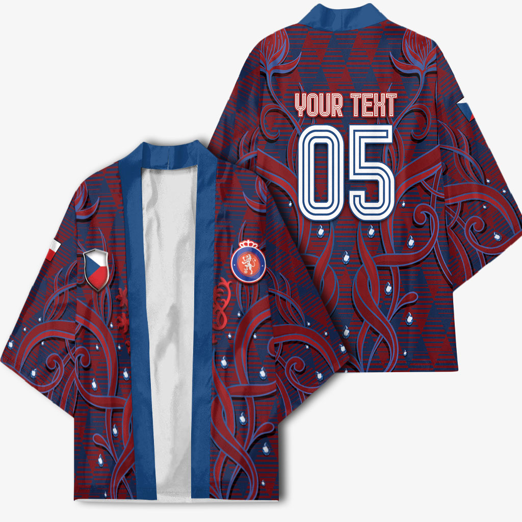 Custom Czech Republic Football Kimono Art Nouveau Patterns With National Lion
