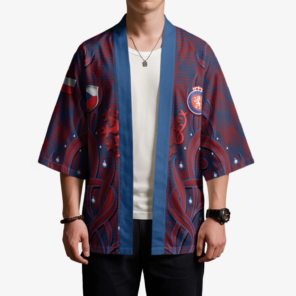Custom Czech Republic Football Kimono Art Nouveau Patterns With National Lion