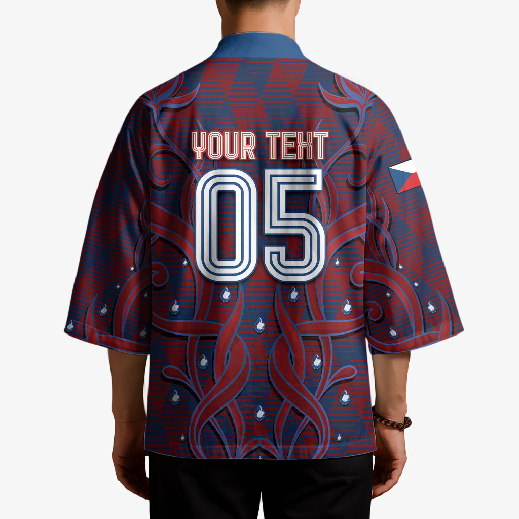 Custom Czech Republic Football Kimono Art Nouveau Patterns With National Lion