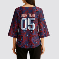 Custom Czech Republic Football Kimono Sleeve Blouse Art Nouveau Patterns With National Lion