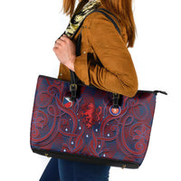 Czech Republic Football Leather Tote Bag Art Nouveau Patterns With National Lion