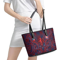 Czech Republic Football Leather Tote Bag Art Nouveau Patterns With National Lion