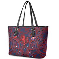 Czech Republic Football Leather Tote Bag Art Nouveau Patterns With National Lion