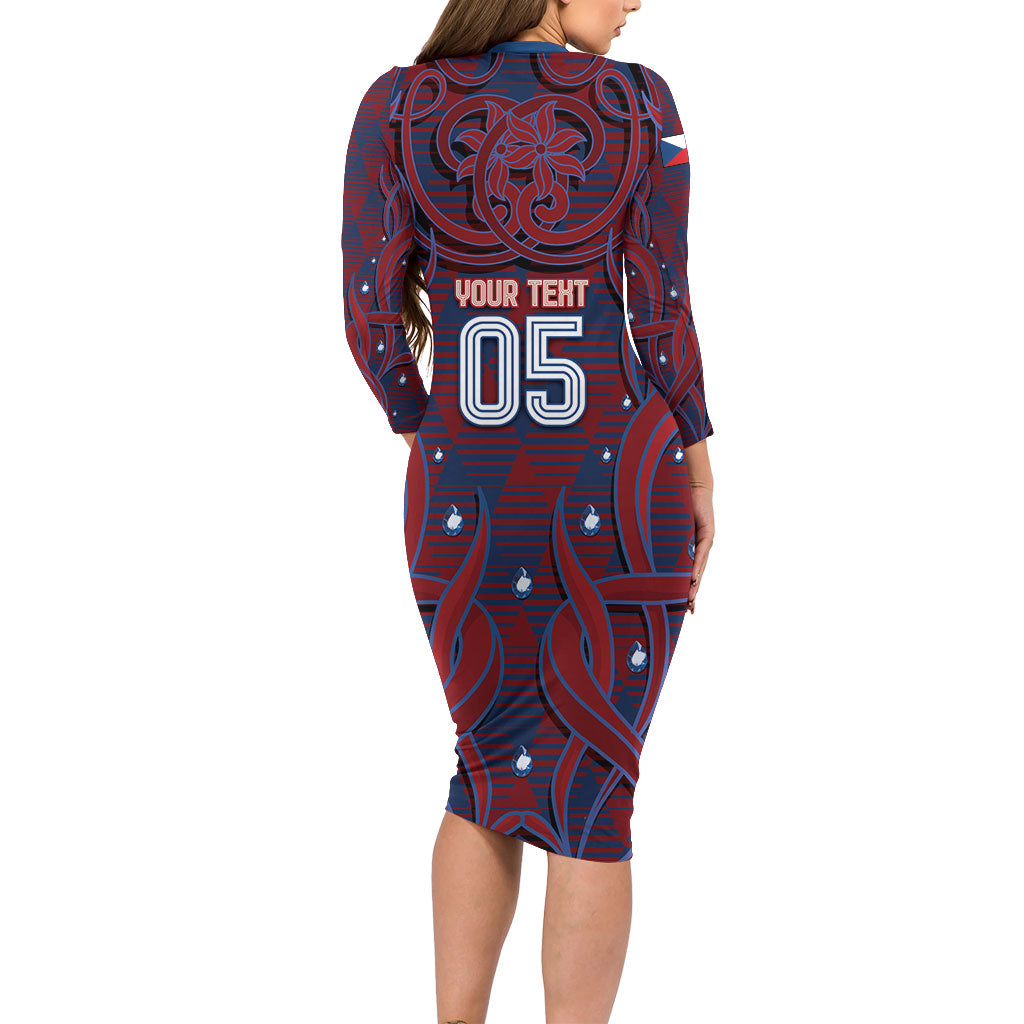 Custom Czech Republic Football Long Sleeve Bodycon Dress Art Nouveau Patterns With National Lion