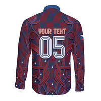 Custom Czech Republic Football Long Sleeve Button Shirt Art Nouveau Patterns With National Lion