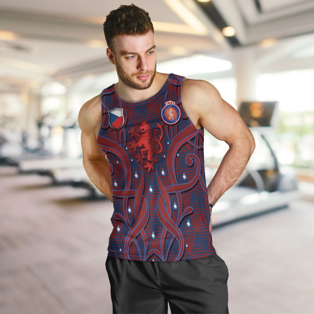 Custom Czech Republic Football Men Tank Top Art Nouveau Patterns With National Lion