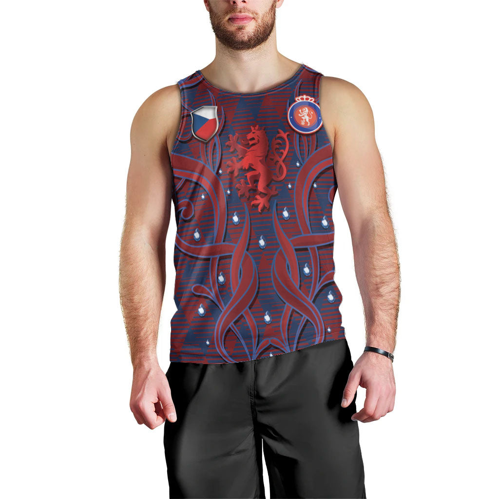 Custom Czech Republic Football Men Tank Top Art Nouveau Patterns With National Lion