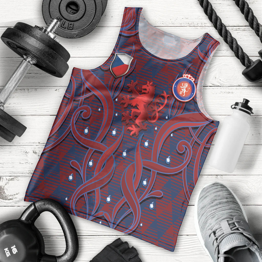 Custom Czech Republic Football Men Tank Top Art Nouveau Patterns With National Lion