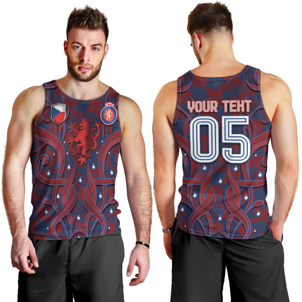 Custom Czech Republic Football Men Tank Top Art Nouveau Patterns With National Lion
