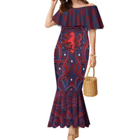 Custom Czech Republic Football Mermaid Dress Art Nouveau Patterns With National Lion