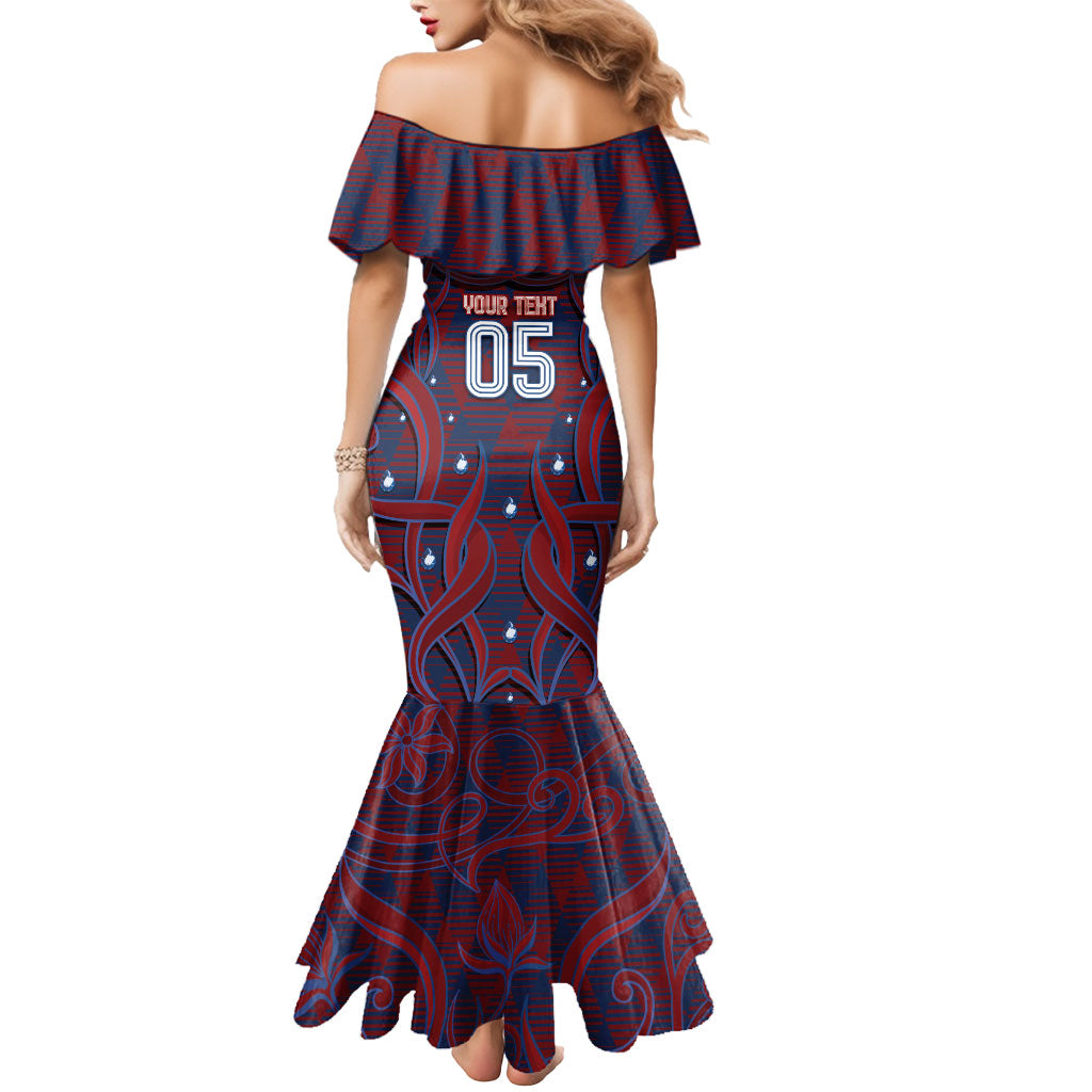 Custom Czech Republic Football Mermaid Dress Art Nouveau Patterns With National Lion