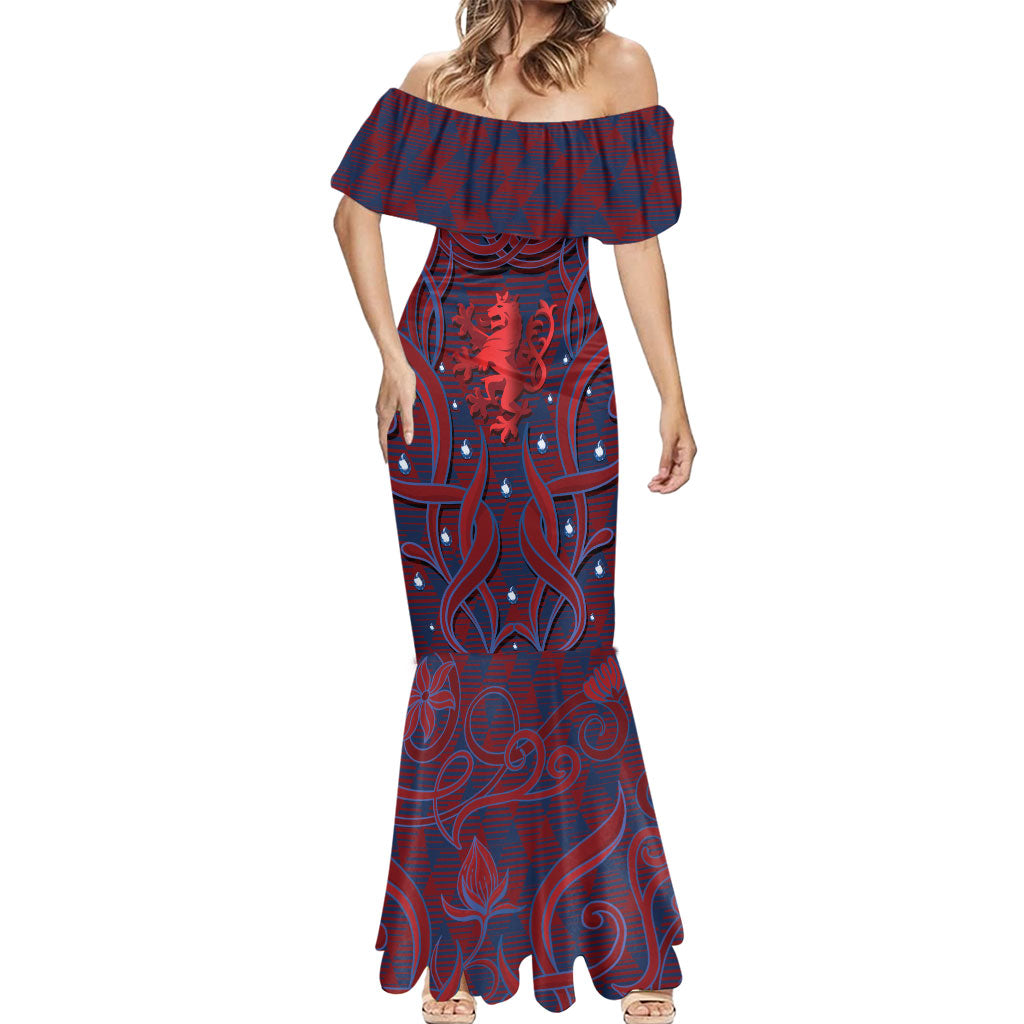 Custom Czech Republic Football Mermaid Dress Art Nouveau Patterns With National Lion