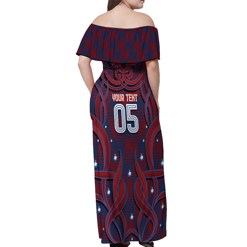 Custom Czech Republic Football Off Shoulder Maxi Dress Art Nouveau Patterns With National Lion
