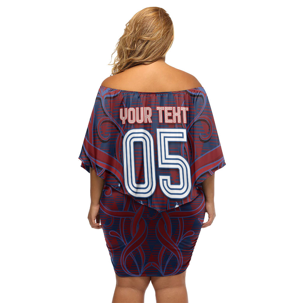 Custom Czech Republic Football Off Shoulder Short Dress Art Nouveau Patterns With National Lion