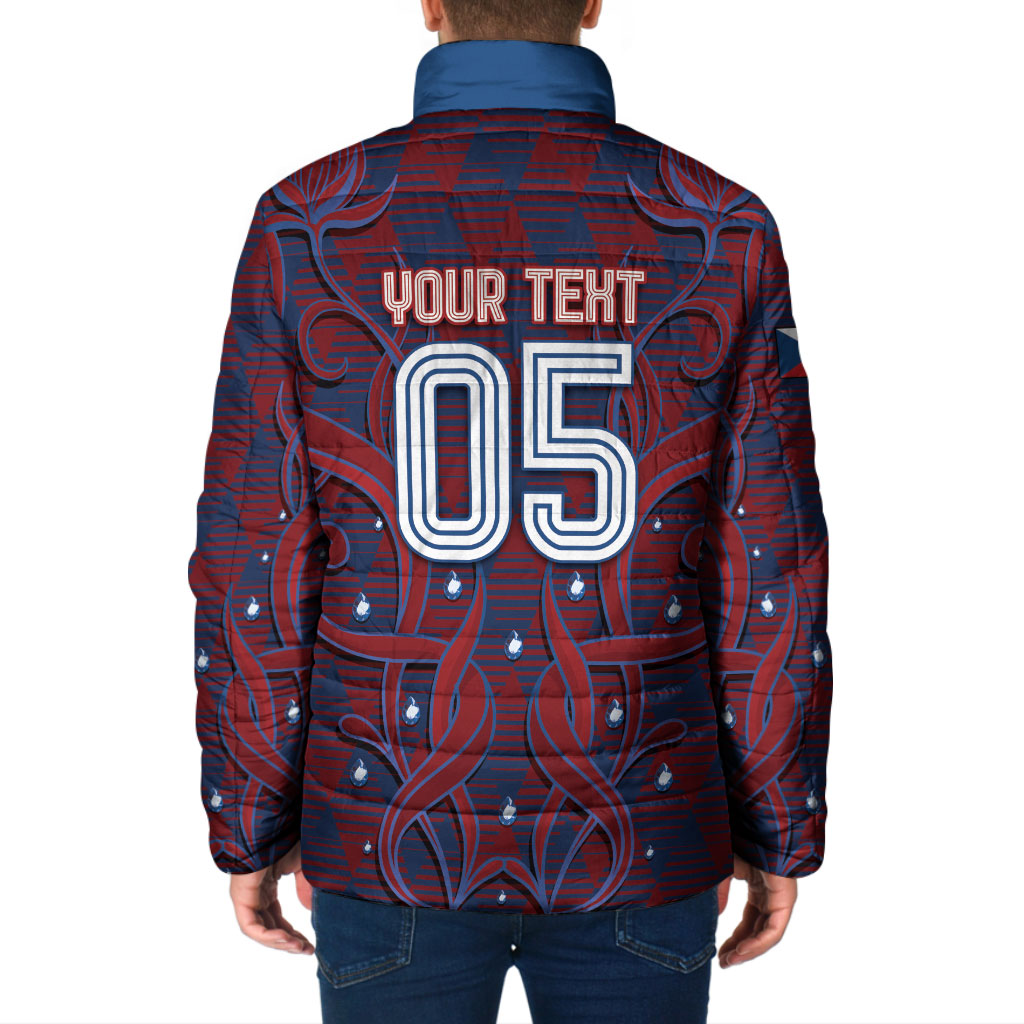 Custom Czech Republic Football Padded Jacket Art Nouveau Patterns With National Lion