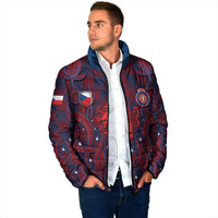 Custom Czech Republic Football Padded Jacket Art Nouveau Patterns With National Lion
