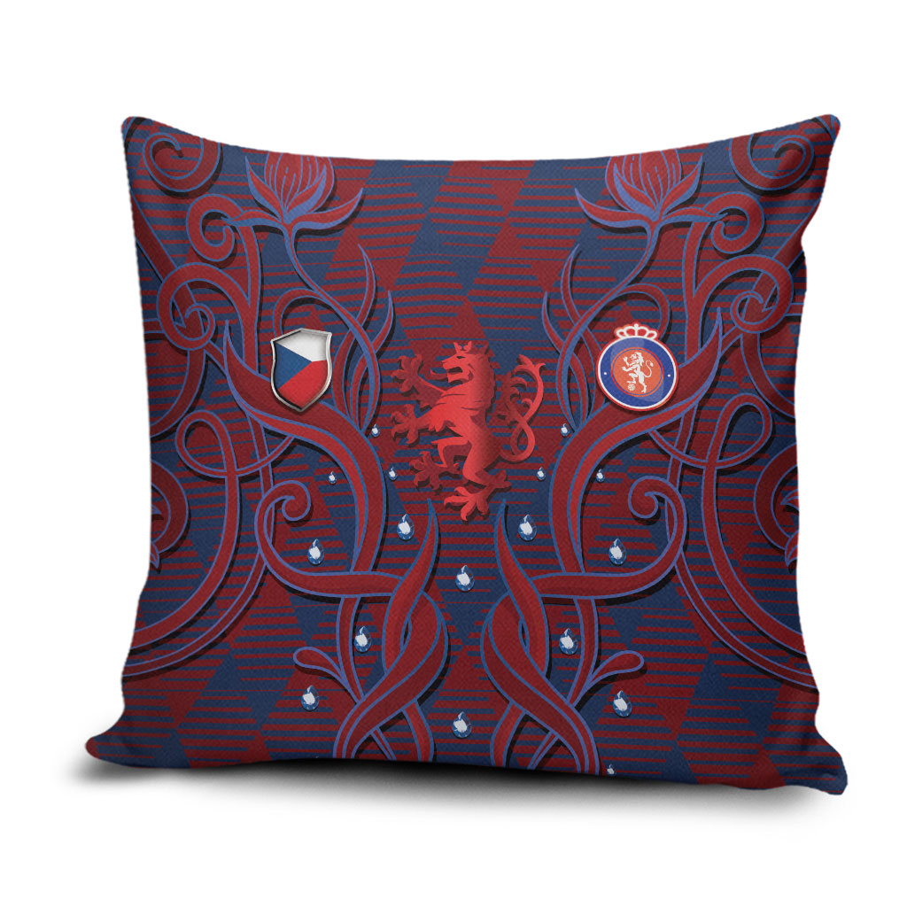 Czech Republic Football Pillow Cover Art Nouveau Patterns With National Lion