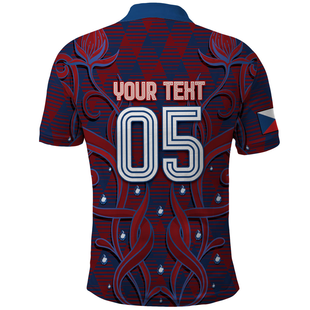 Custom Czech Republic Football Polo Shirt Art Nouveau Patterns With National Lion