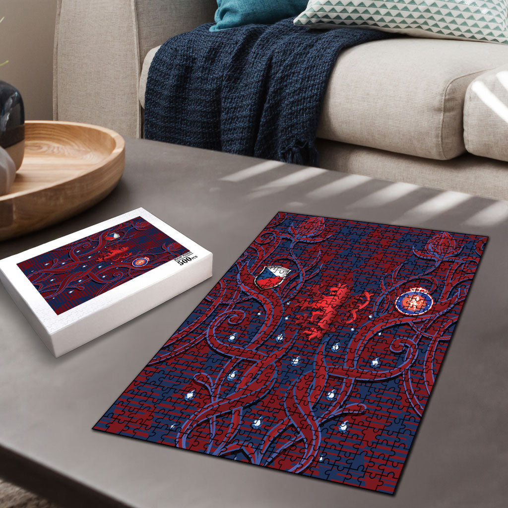 Czech Republic Football Puzzle Art Nouveau Patterns With National Lion
