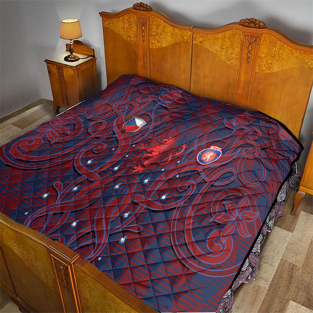 Czech Republic Football Quilt Art Nouveau Patterns With National Lion