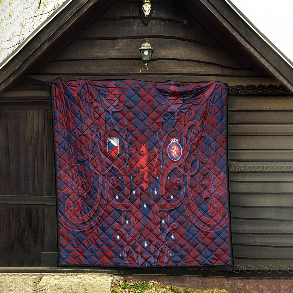 Czech Republic Football Quilt Art Nouveau Patterns With National Lion