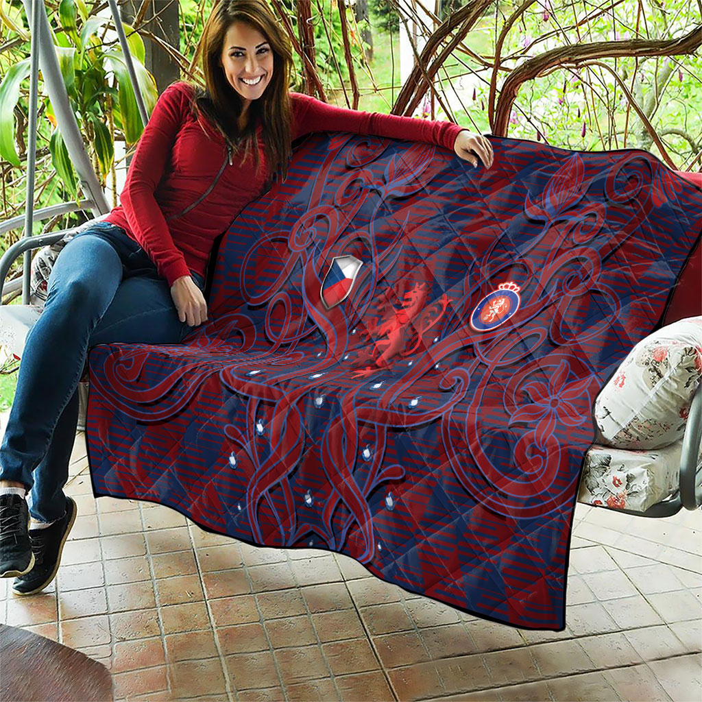 Czech Republic Football Quilt Art Nouveau Patterns With National Lion