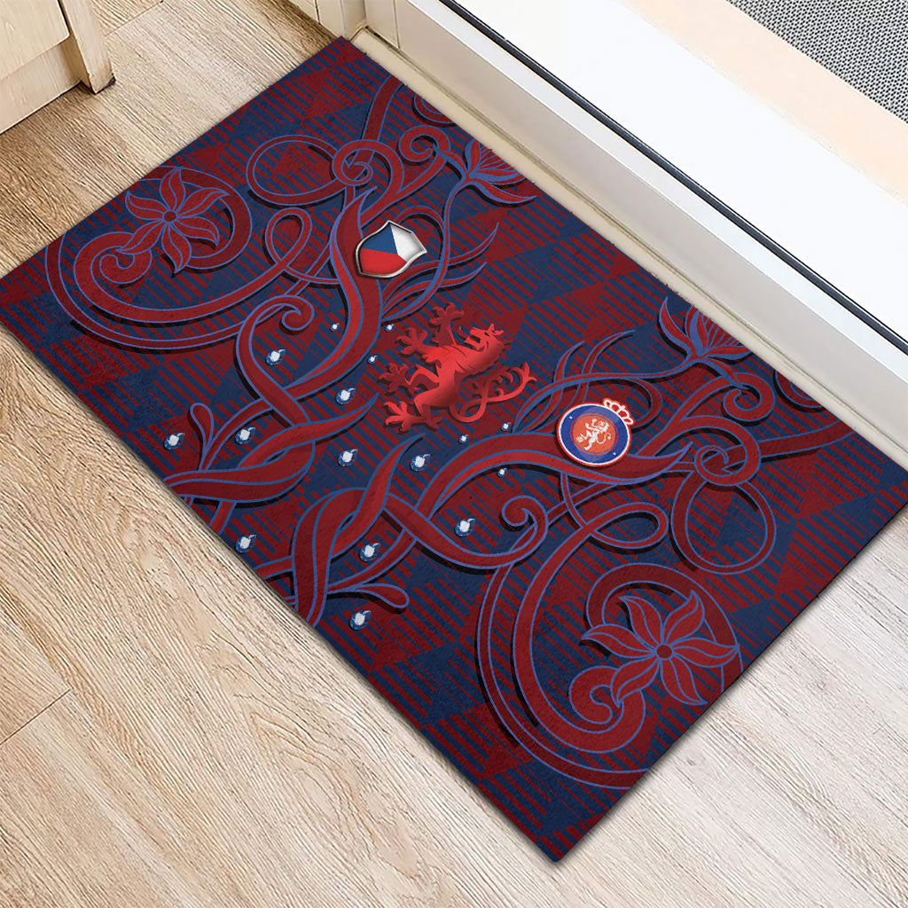 Czech Republic Football Rubber Doormat Art Nouveau Patterns With National Lion