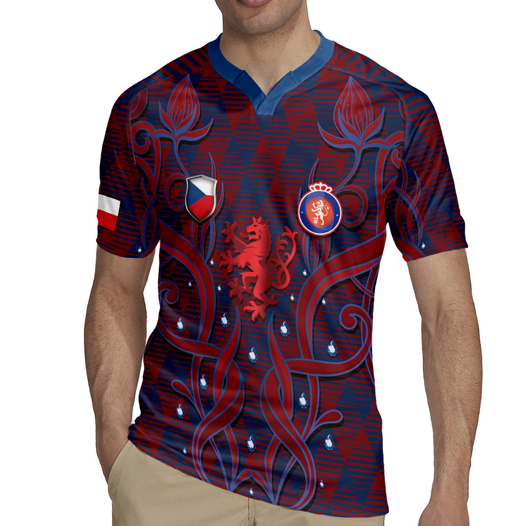 Custom Czech Republic Football Rugby Jersey Art Nouveau Patterns With National Lion