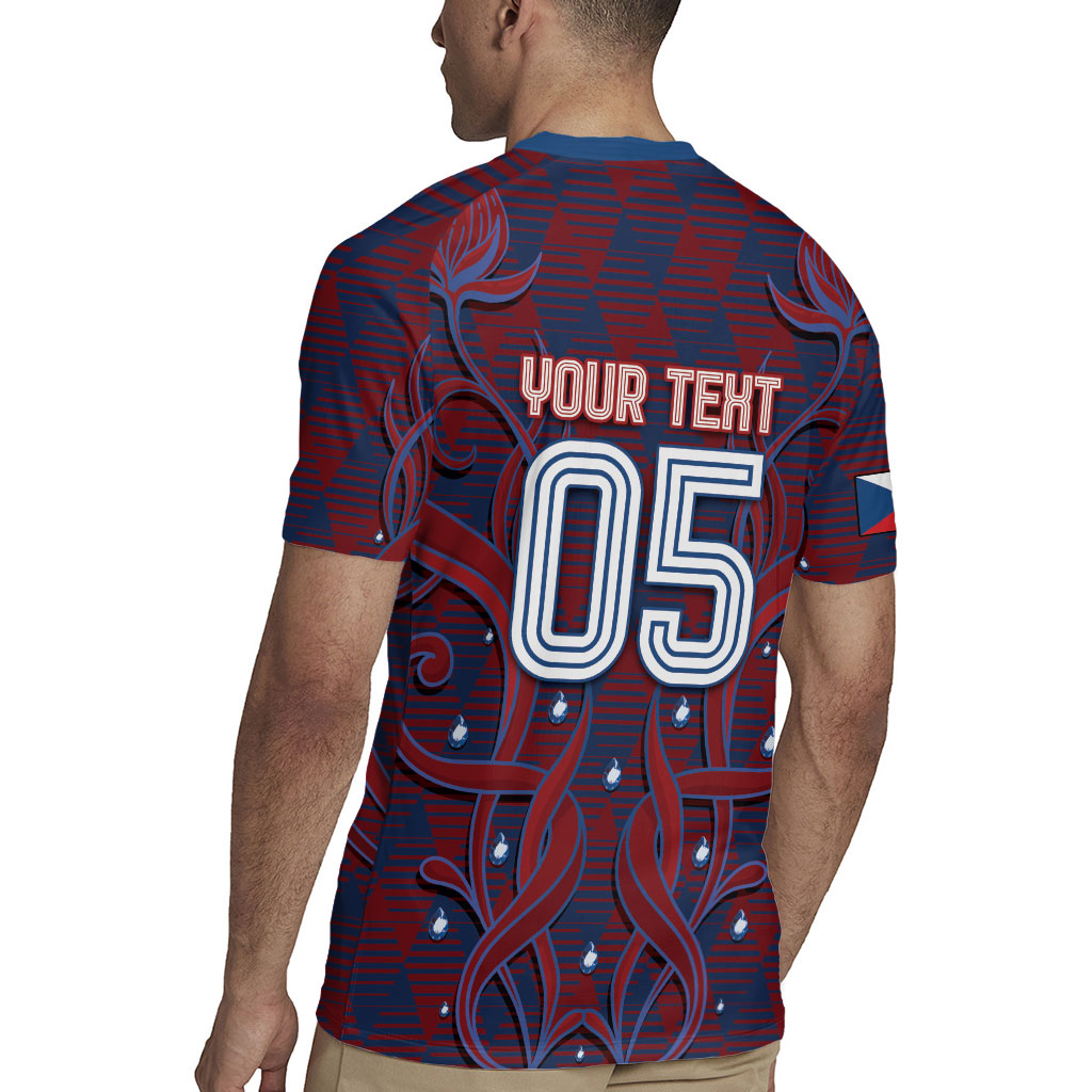 Custom Czech Republic Football Rugby Jersey Art Nouveau Patterns With National Lion
