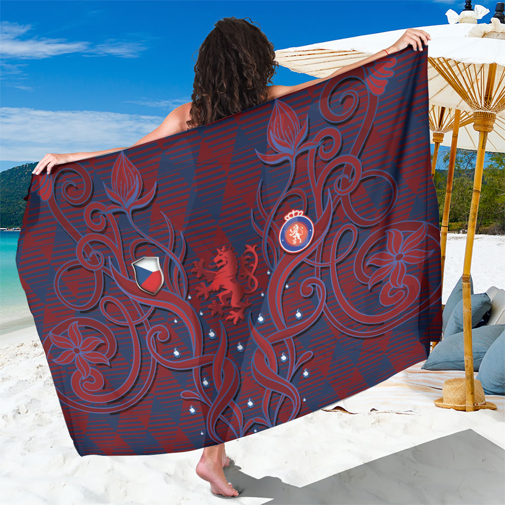 Czech Republic Football Sarong Art Nouveau Patterns With National Lion