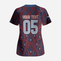 Custom Czech Republic Football Scrub Top Art Nouveau Patterns With National Lion
