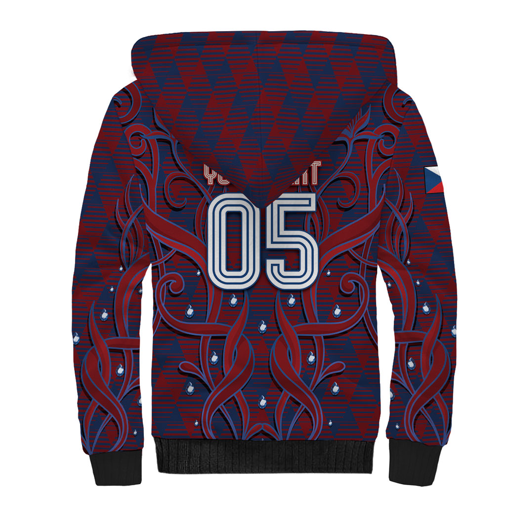 Custom Czech Republic Football Sherpa Hoodie Art Nouveau Patterns With National Lion
