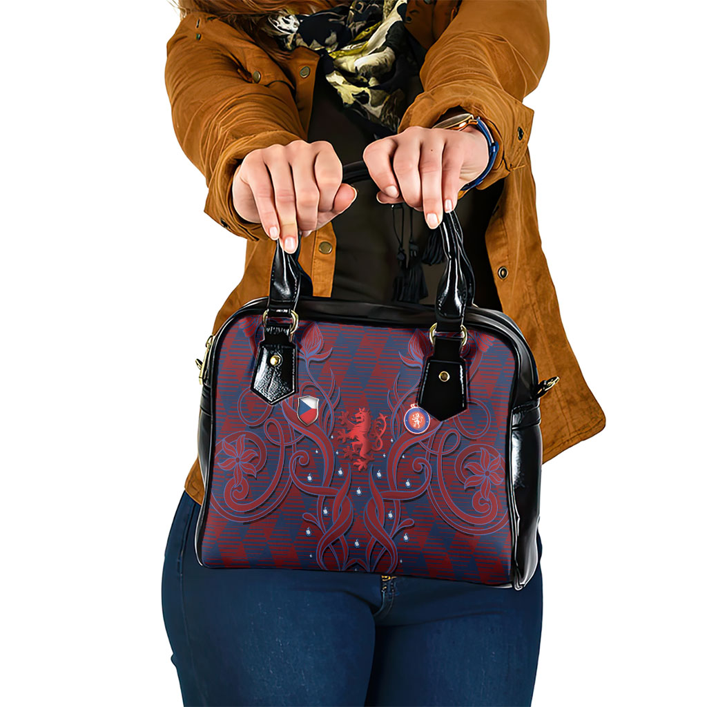 Czech Republic Football Shoulder Handbag Art Nouveau Patterns With National Lion