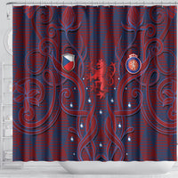 Czech Republic Football Shower Curtain Art Nouveau Patterns With National Lion