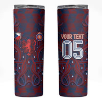 Custom Czech Republic Football Skinny Tumbler Art Nouveau Patterns With National Lion