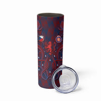 Custom Czech Republic Football Skinny Tumbler Art Nouveau Patterns With National Lion