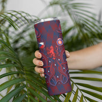 Custom Czech Republic Football Skinny Tumbler Art Nouveau Patterns With National Lion