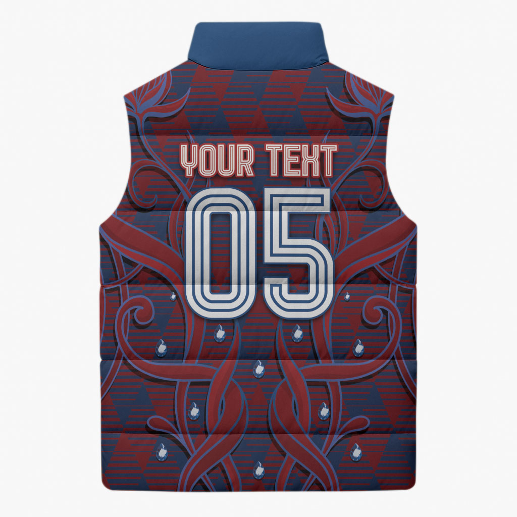 Custom Czech Republic Football Sleeveless Puffer Jacket Art Nouveau Patterns With National Lion