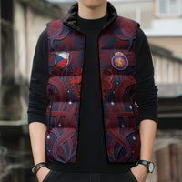 Custom Czech Republic Football Sleeveless Puffer Jacket Art Nouveau Patterns With National Lion